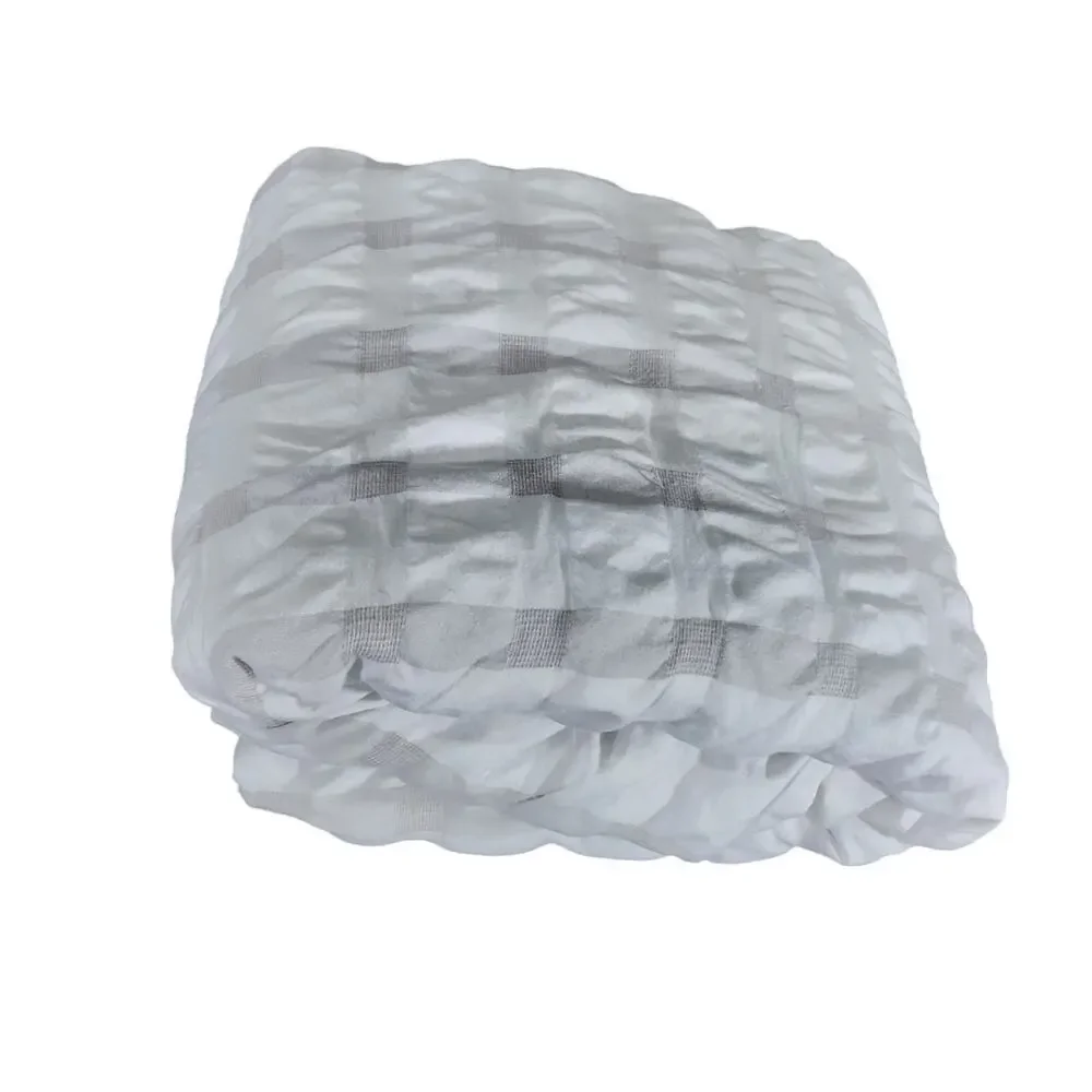 CHARTER CLUB! WHITE & TAN SHABBY CHIC SUBTLE PLAID PUCKERED DUVET COVER! SZ TWIN